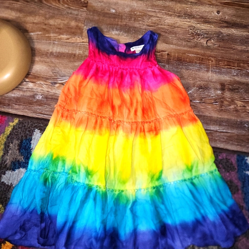 Rainbow Tie Dye Tiered Dress Girls Size 6